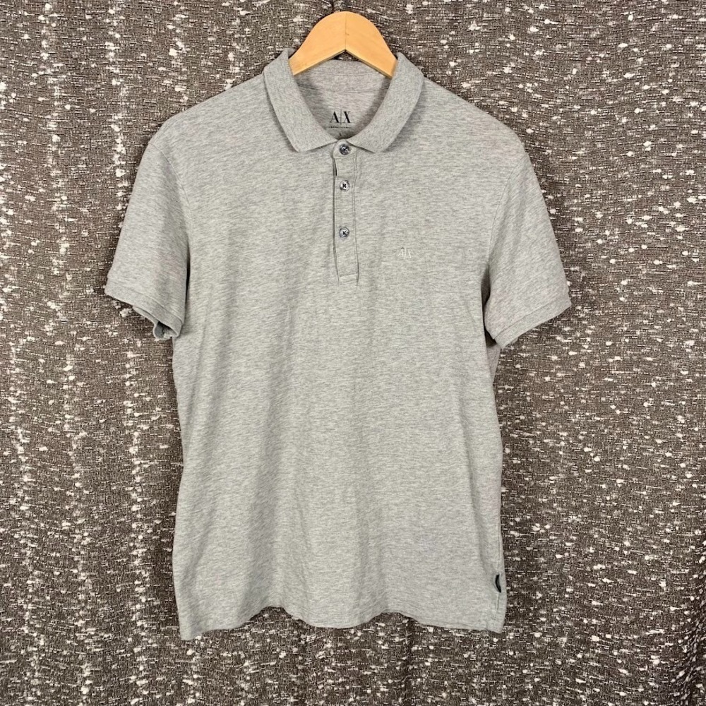 Armani Exchange Gray Polo Shirt Short Sleeve Designer Preppy Men's Large